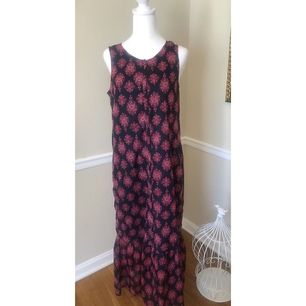 Lucky Brand Womens Size Small Blue Pink Floral Maxi Dress Sleeveless
